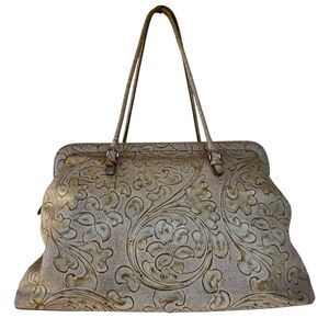 VTG Wilsons Tooled Leather Pelle Studio leather tote Drs Bag Purse Shoulder Lrg